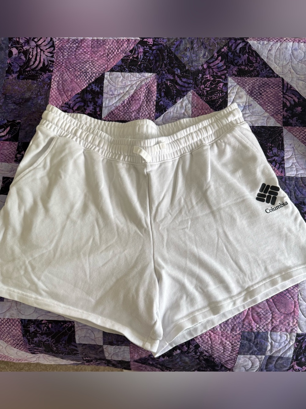 Columbia White Women's Athletic Shorts with Logo